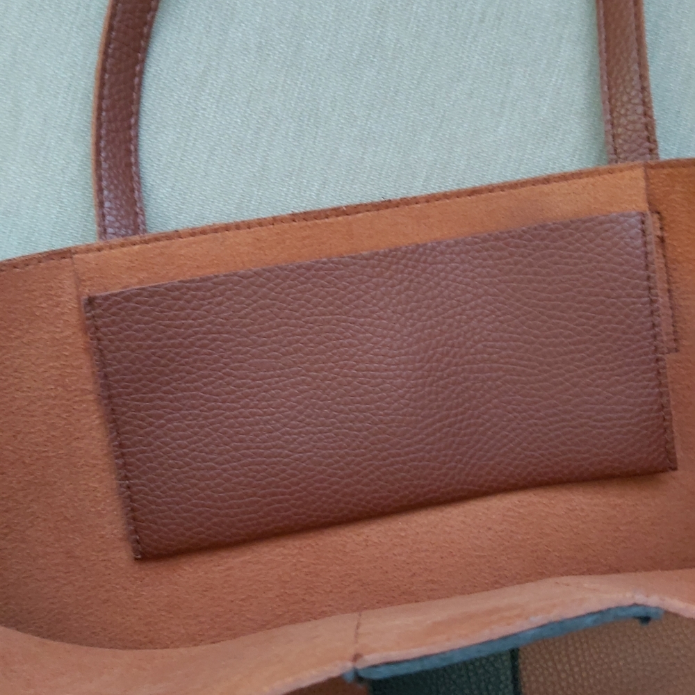 Vince Camuto brown vegan faux leather pleather tote bag - Picture 8 of 11
